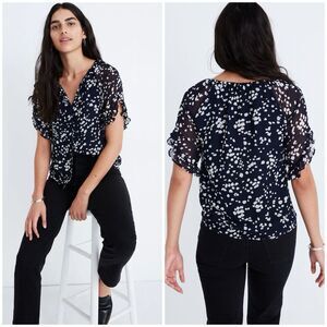 Madewell Memento Ruffle Sleeve Top In Drifting Petals Size Large Career